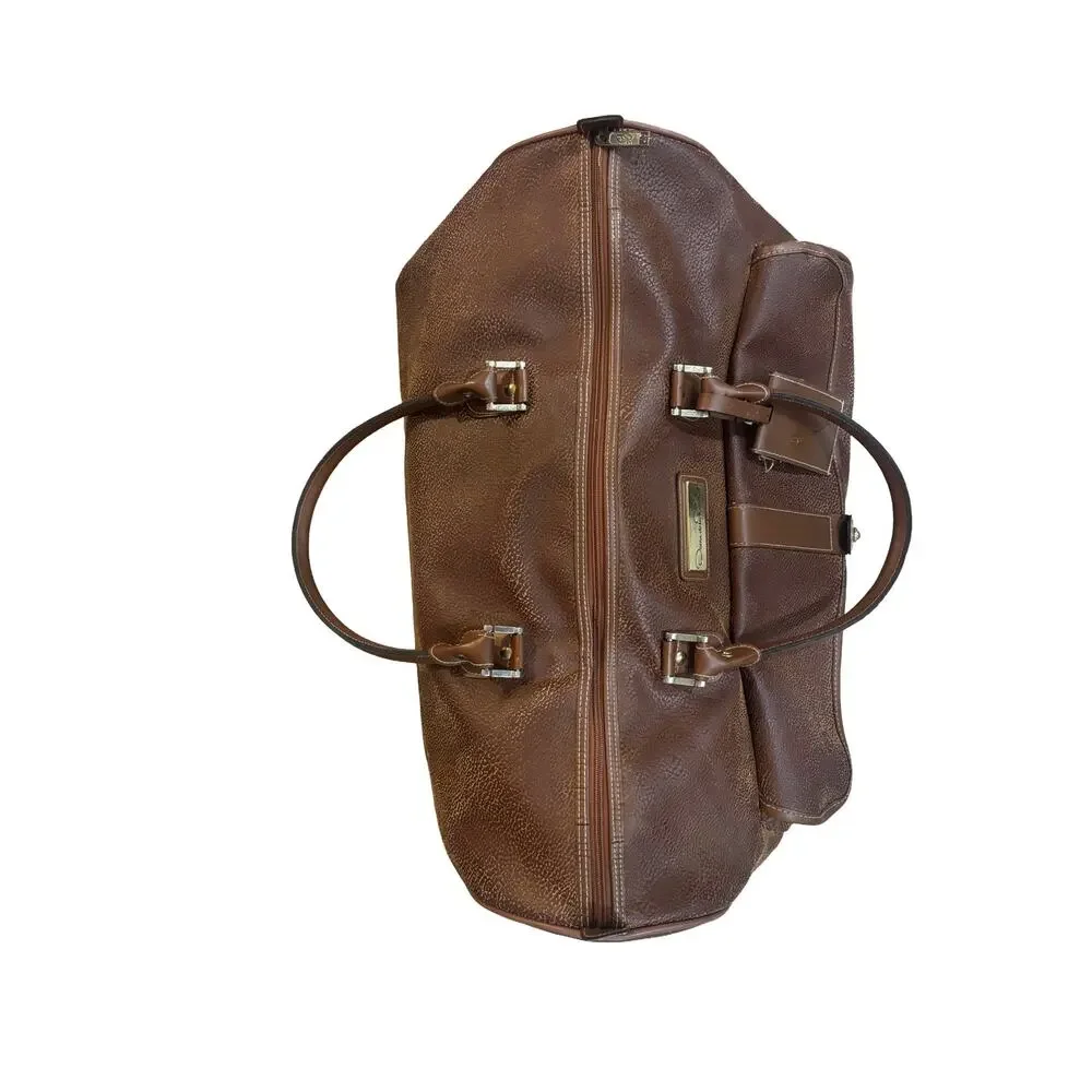 Vintage Oscar de la Renta Brown Duffel Overnight Travel Bag Carry-On Luggage